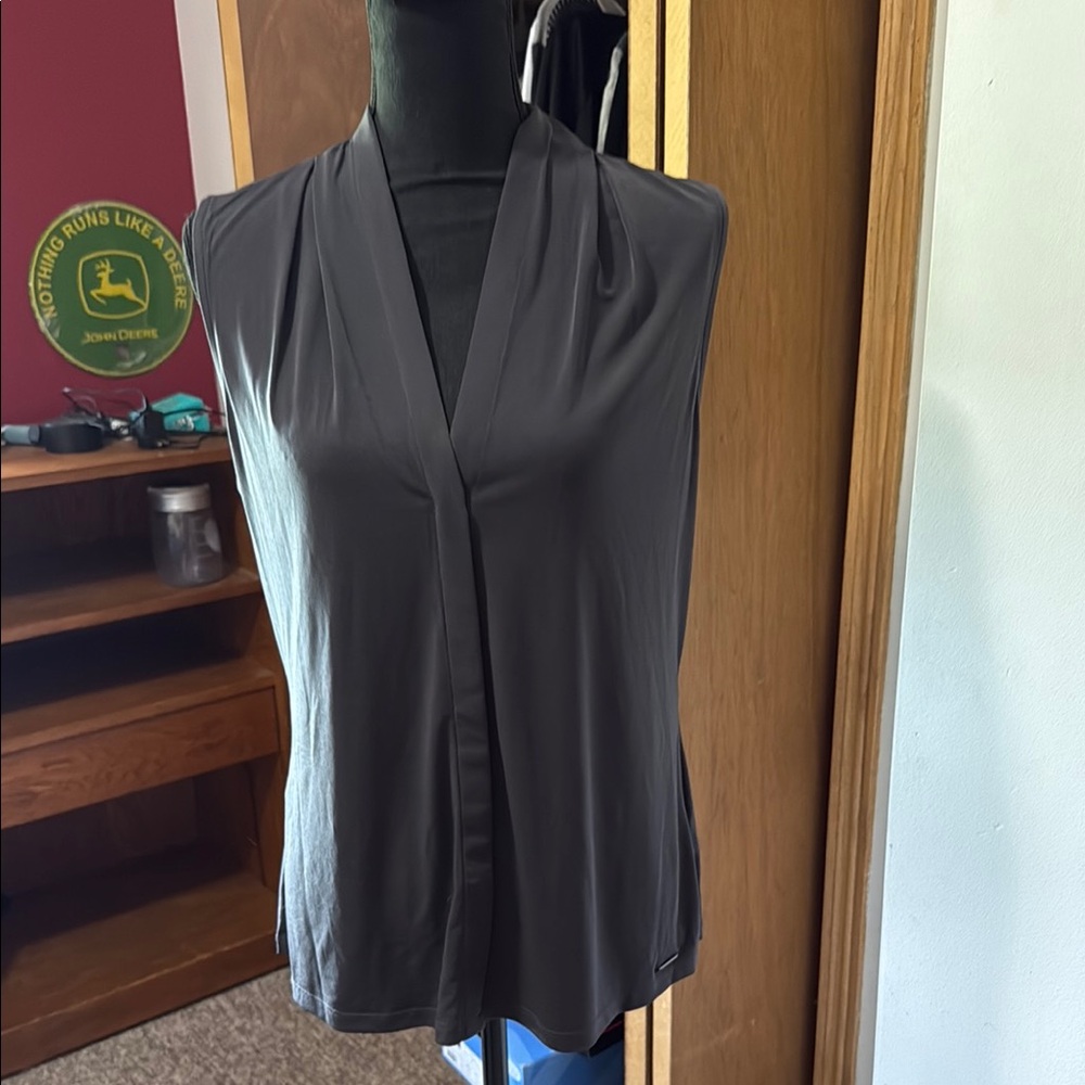 Calvin Klein Gray Wrap Blouse